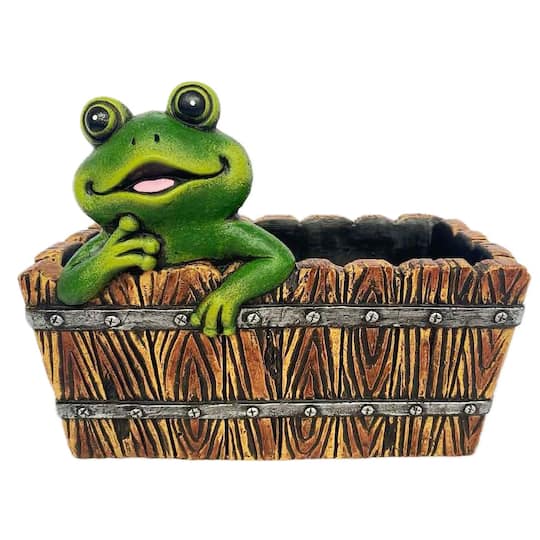 Santa's Workshop 9" Cement Frog Planter